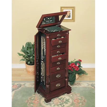 Rice Carved Jewelry Armoire with Doors